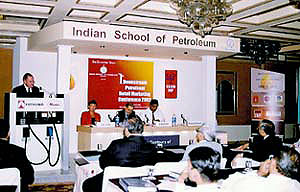 Franz Ehrhardt speaking at the Indian School of Petroleum.